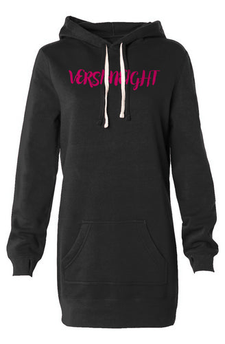 VERSI8NEIGHT Script Logo Hooded Sweatshirt Dress