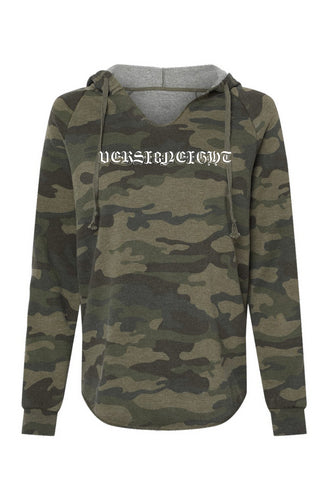 VERSI8NEIGHT Sicario Logo Womens Lightweight Camo Hooded Sweatshirt